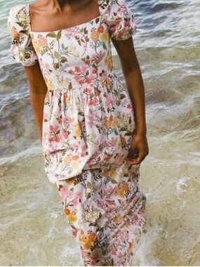 Coco Shop Women's Short-Sleeve Maxi Dress in Multi Floral size XS